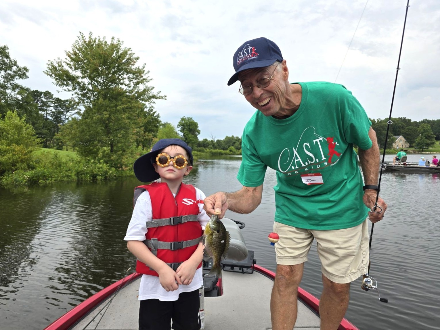 Kemp Lake 2024 Boating showing off fish at Kemp Lake