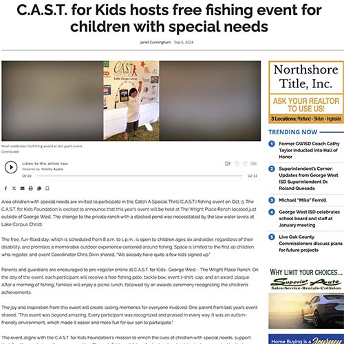 C.A.S.T. for Kids hosts free fishing event for children with special needs