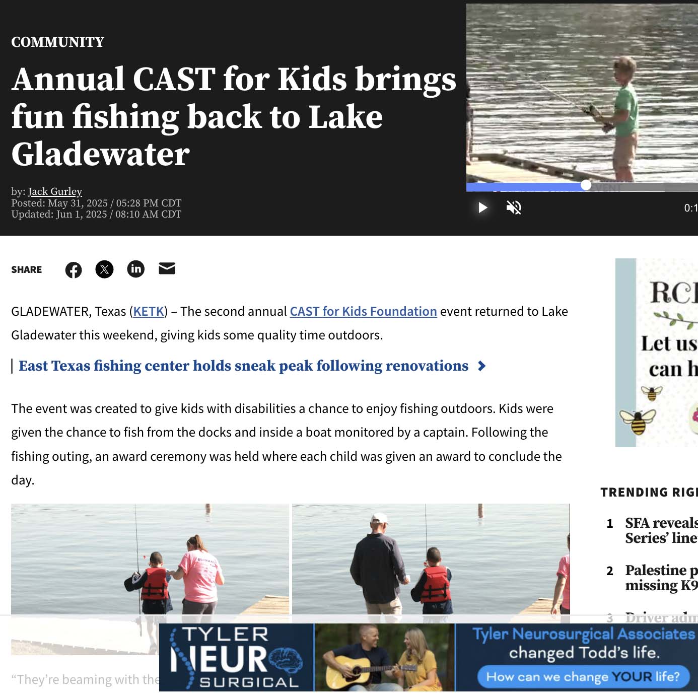 Annual CAST for Kids brings fun fishing back to Lake Gladewater