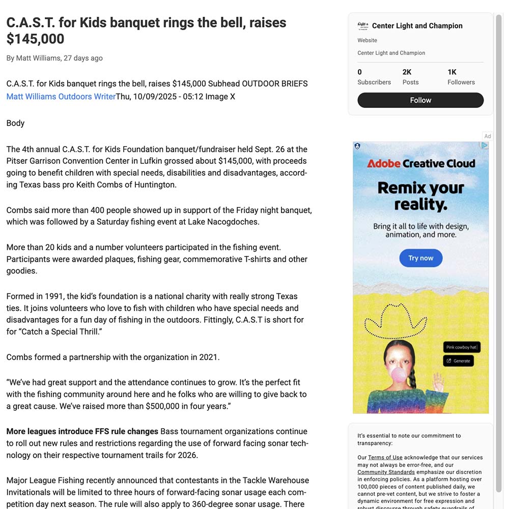 C.A.S.T. for Kids banquet rings the bell, raises $145,000 C.A.S.T. for Kids banquet rings the bell, raises $145,000<br />