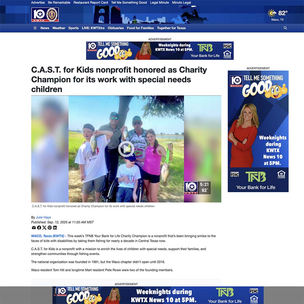 C.A.S.T. for Kids nonprofit honored as Charity Champion for its work with special needs children C.A.S.T. for Kids nonprofit honored as Charity Champion for its work with special needs children