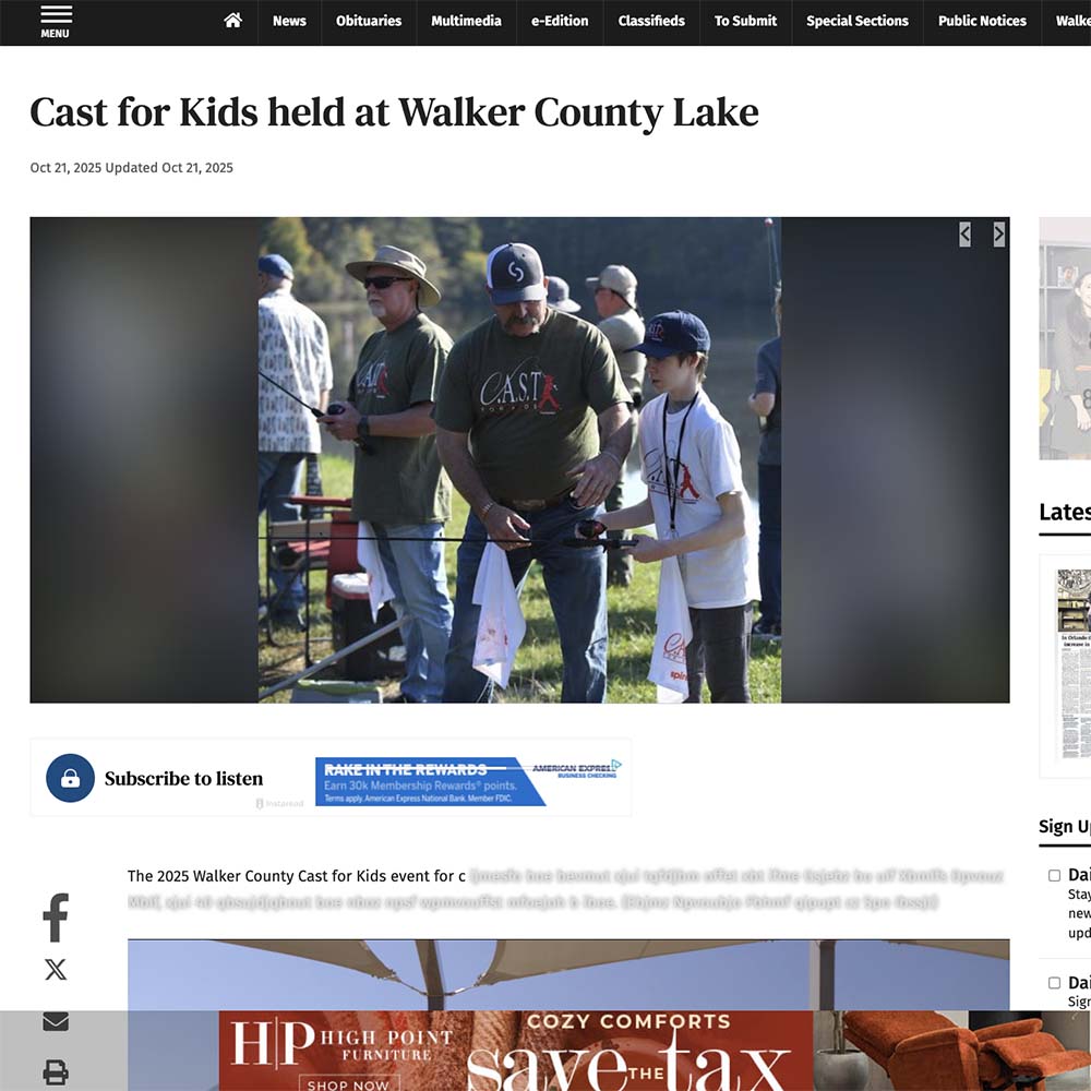 Cast for Kids held at Walker County Lake Cast for Kids held at Walker County Lake<br />