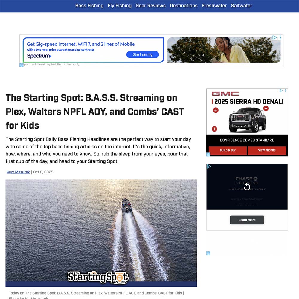 The Starting Spot: B.A.S.S. Streaming on Plex, Walters NPFL AOY, and Combs’ CAST for Kids The Starting Spot: B.A.S.S. Streaming on Plex, Walters NPFL AOY, and Combs’ CAST for Kids